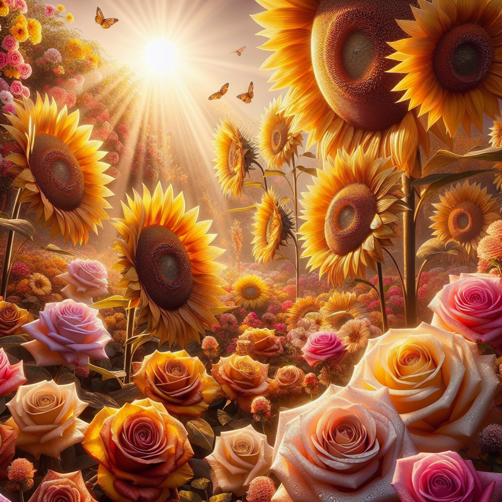 The Blooming Beauty: Exploring The Magnificence Of Sunflowers And Roses In Your Garden