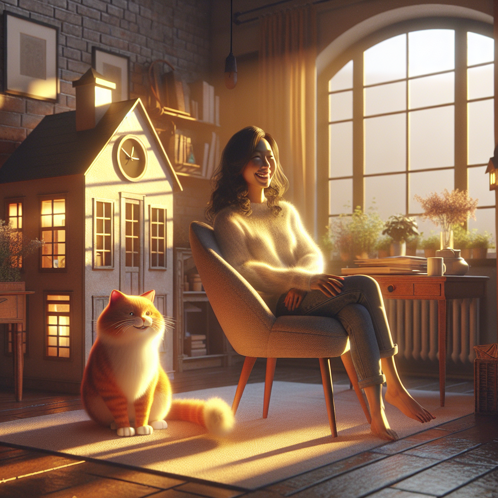 The Cozy Trio: When House, Pet, And Human Unite On The Chair