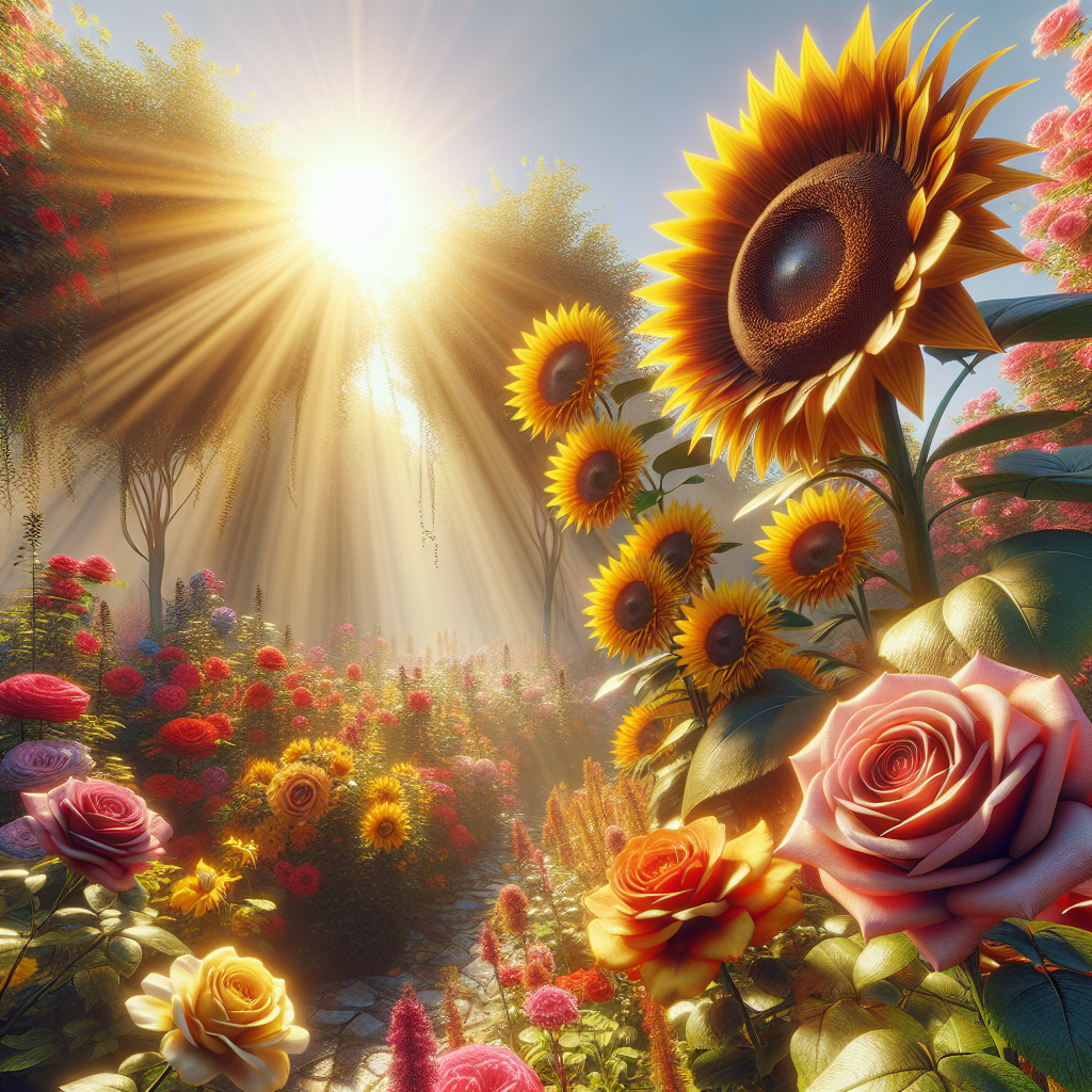 The Majestic Beauty Of Sunflowers And Roses In Your Garden