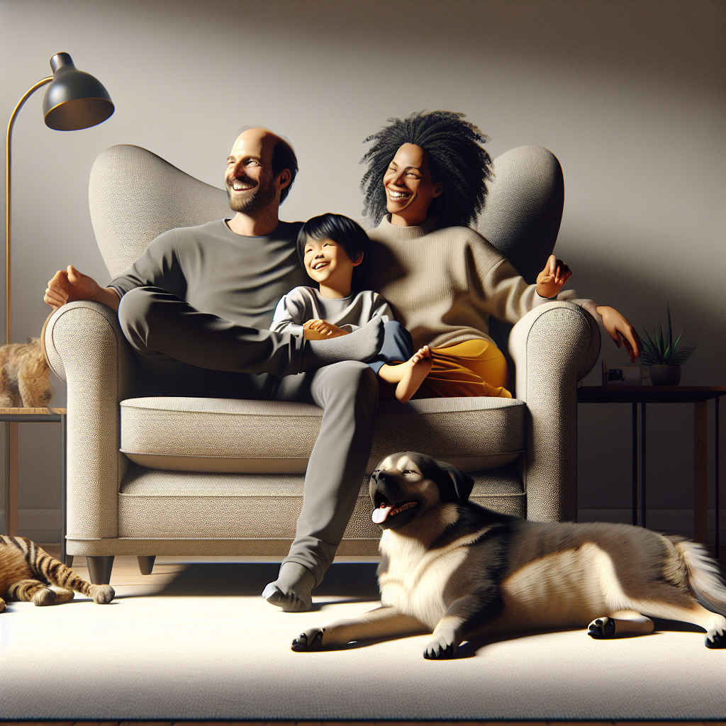 The Unlikely Trio: House, Pet, And Human Find Comfort In The Chair